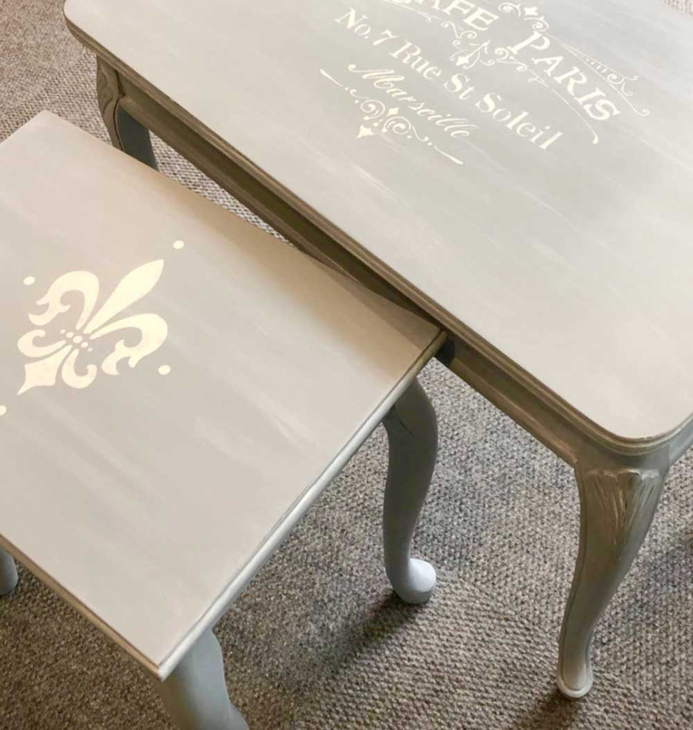 Nesting tables with RECOLOR® Chalk Finish Paint in Pewter